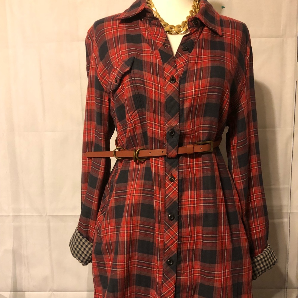 Miss Me red plaid button down dress shirt